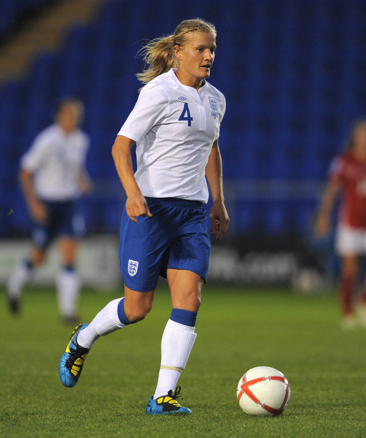 Katie Chapman in action for England against Switzerland.